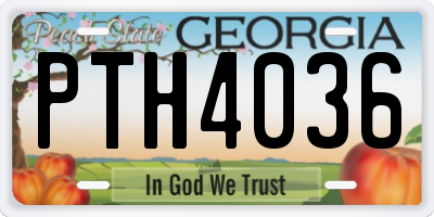 GA license plate PTH4036
