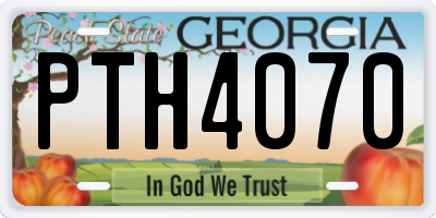GA license plate PTH4070