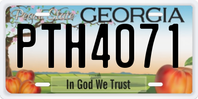 GA license plate PTH4071