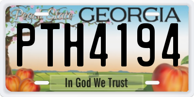 GA license plate PTH4194