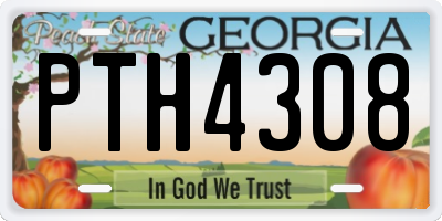 GA license plate PTH4308