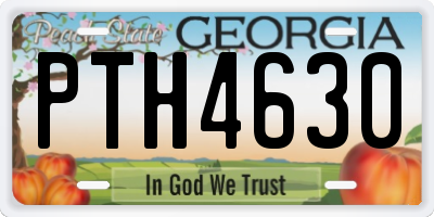 GA license plate PTH4630