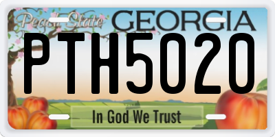 GA license plate PTH5020