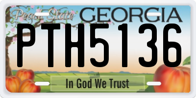 GA license plate PTH5136