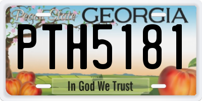 GA license plate PTH5181