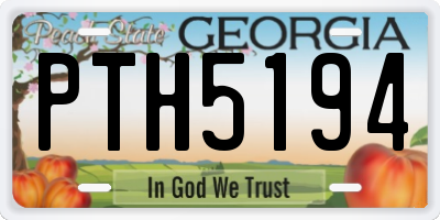 GA license plate PTH5194