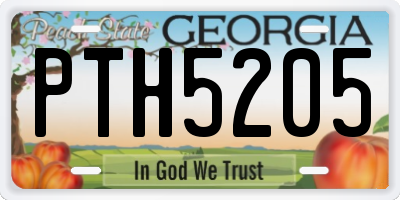 GA license plate PTH5205