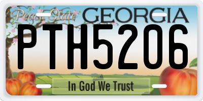 GA license plate PTH5206