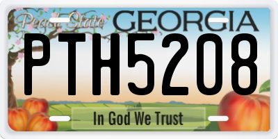 GA license plate PTH5208