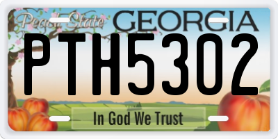 GA license plate PTH5302