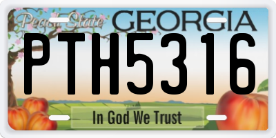 GA license plate PTH5316