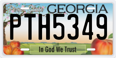 GA license plate PTH5349