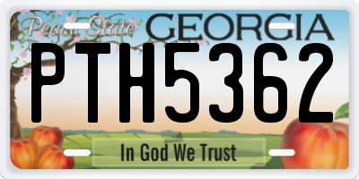 GA license plate PTH5362