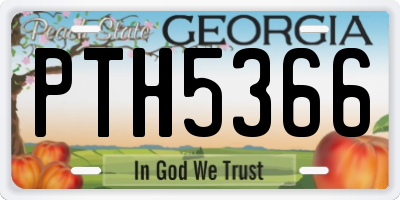 GA license plate PTH5366