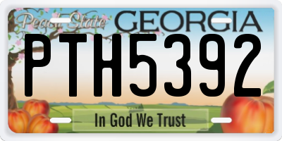 GA license plate PTH5392