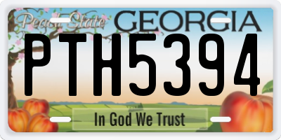 GA license plate PTH5394