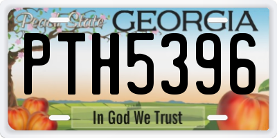 GA license plate PTH5396