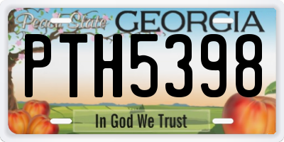 GA license plate PTH5398