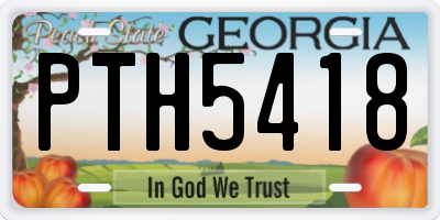 GA license plate PTH5418