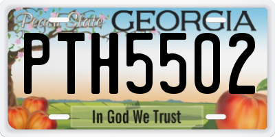 GA license plate PTH5502