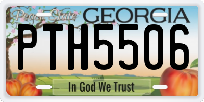 GA license plate PTH5506