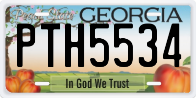 GA license plate PTH5534