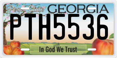 GA license plate PTH5536