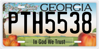 GA license plate PTH5538