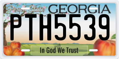GA license plate PTH5539
