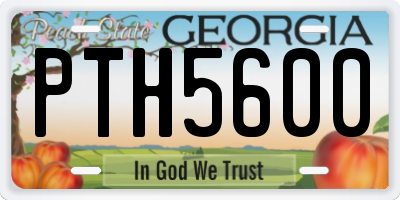 GA license plate PTH5600