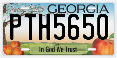GA license plate PTH5650