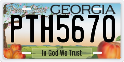 GA license plate PTH5670