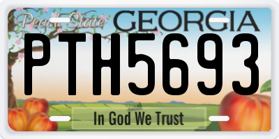 GA license plate PTH5693