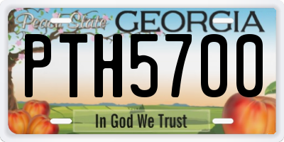 GA license plate PTH5700