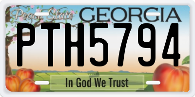 GA license plate PTH5794