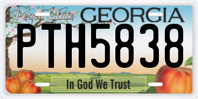 GA license plate PTH5838