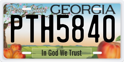 GA license plate PTH5840