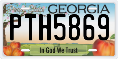 GA license plate PTH5869