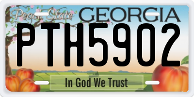 GA license plate PTH5902