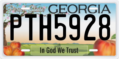 GA license plate PTH5928
