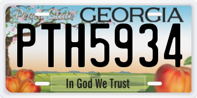 GA license plate PTH5934