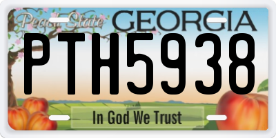 GA license plate PTH5938