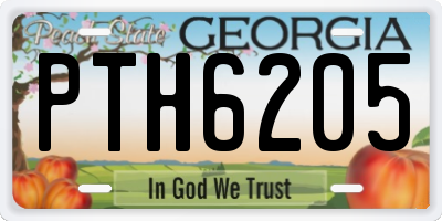 GA license plate PTH6205