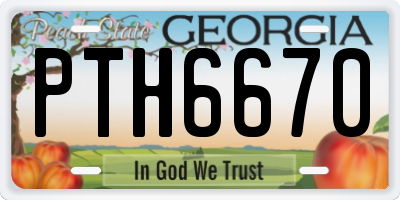 GA license plate PTH6670