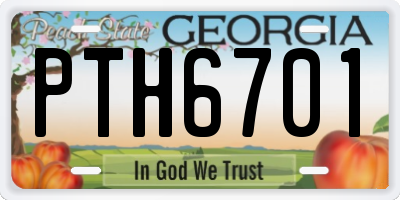 GA license plate PTH6701