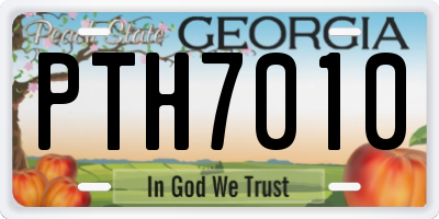 GA license plate PTH7010