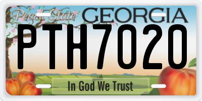 GA license plate PTH7020