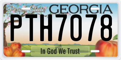 GA license plate PTH7078