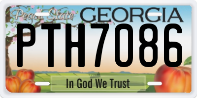 GA license plate PTH7086