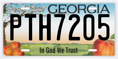 GA license plate PTH7205